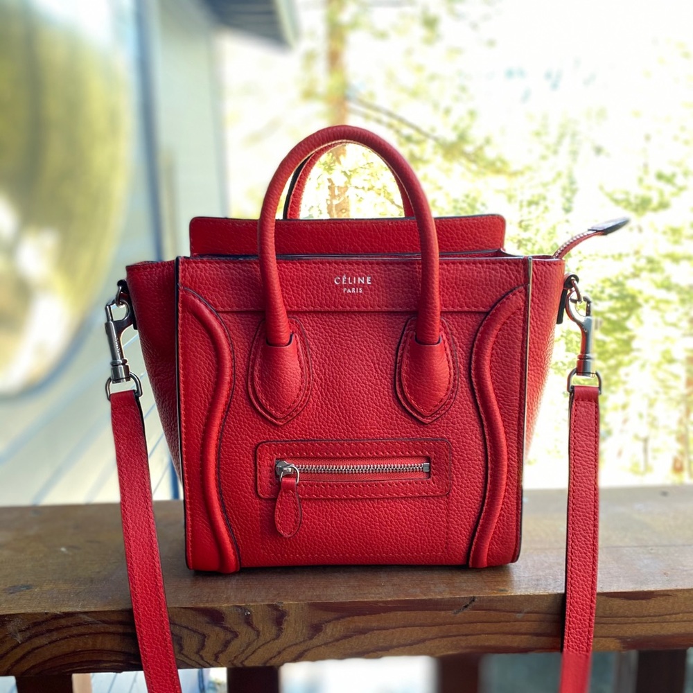 Celine Nano Luggage Bag in Drummed Calfskin